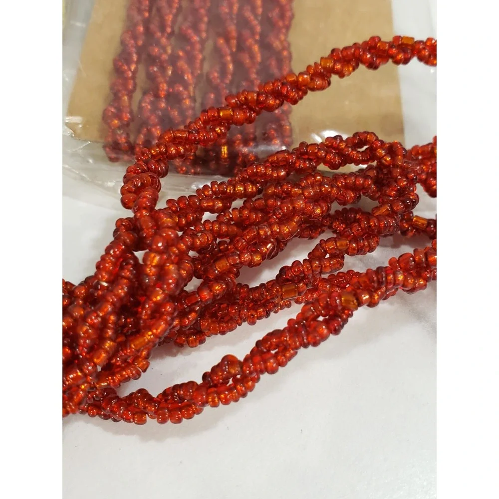 8 Packages Beaded Christmas Garland Red Miniature MADE IN INDIA Vintage‎ Crafts